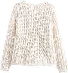 ZARA Women's Crewneck Sweater Top Crochet Lightweight Hollow Out Mesh Knit Sweater Sexy Loose Long Sleeve Pullover Top Size S