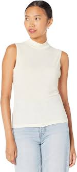 Monrow Sheer Mock Neck Tank Size S