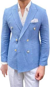 Men's Blazer Slim Fit Peak Lapel Double Breasted Jacket for Men  Size S