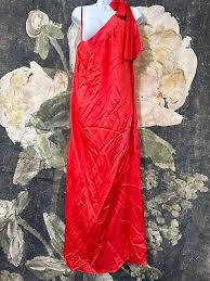 Oplxuo Women's Satin One Shoulder Wedding Guest Dress Sexy Ruched High Slit Long Maxi Dress Cocktail Evening Party Dresses Size S