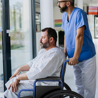 Magshion 500 lb Bariatric Wheelchair – Extra-Wide 24” Seat, Heavy-Duty Foldable All-Terrain for Adults & Seniors – Blue Frame