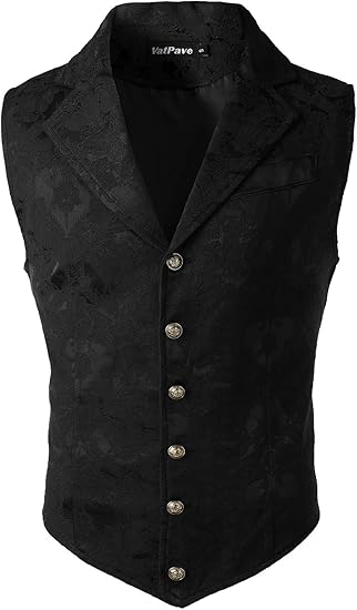VATPAVE Mens Victorian Suit Vest Steampunk Gothic Waistcoat Size M