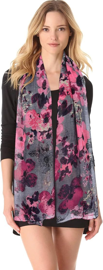 GERINLY Lightweight Scarves Fashion Flowers Print Women Cotton Wrap Scarf Head Shawl Summer Gift  didn't find size on picture