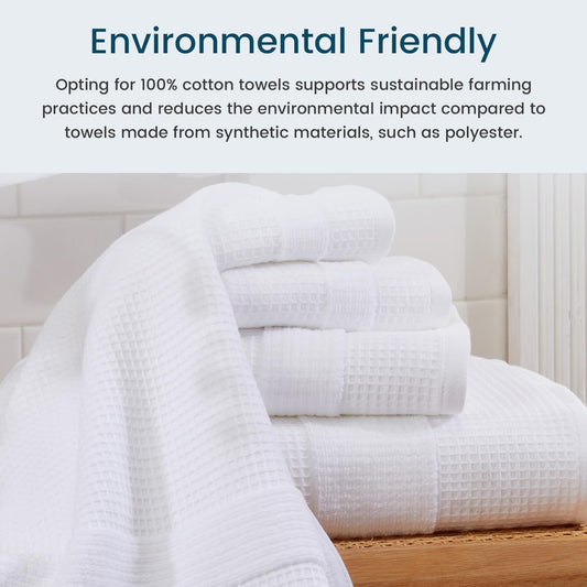 Aire & Raine 100% Cotton Waffle Bath Towel Set - 4 Pack | Lightweight Reversible Waffle Towels for Bathroom | 4 Pack - White