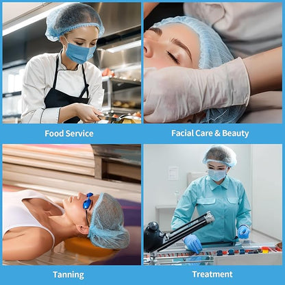 LEOBRO Hair Nets for Food Service Workers, 50PCS Hair Net, Hairnets for Foodservice, Kitchen Hair Nets for Women Men Cooking, Non-woven Bouffant Caps, Disposable Hair Cap Hair Cover, Blue, 21 Inch