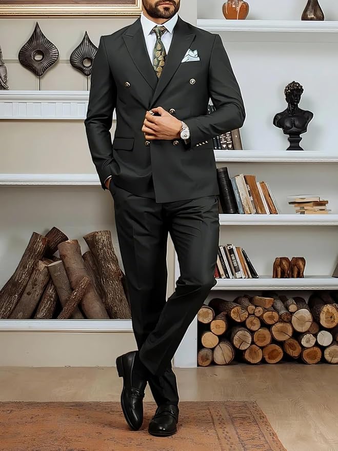 Wangyue Mens Double Breasted Suit Size XL