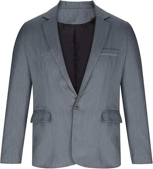 Mens Suit Jacket Casual Notched Lapel Collar Open Front Blazer Roll Up Sleeve Slim Fit Business Office Coats Size M