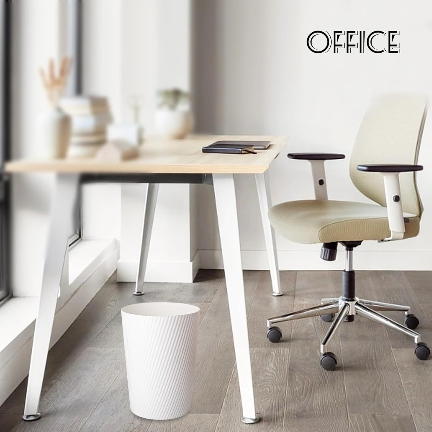 UUJOLY Small Trash Can Wastebasket Garbage Can Container Bins for Bathrooms, Laundry Room, Kitchens, Offices, Kids Rooms, Dorms (White)