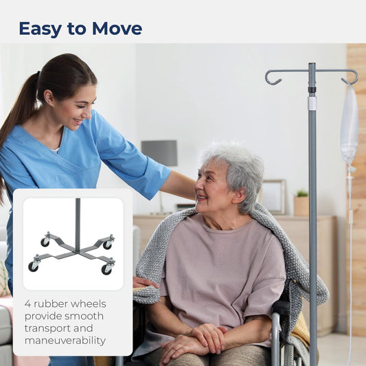 Drive Medical Economy Removable Top I. V. Pole, Silver Vein