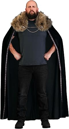 Fun Costumes Black Faux Fur Collar Viking Cape for Adults Standard Size No