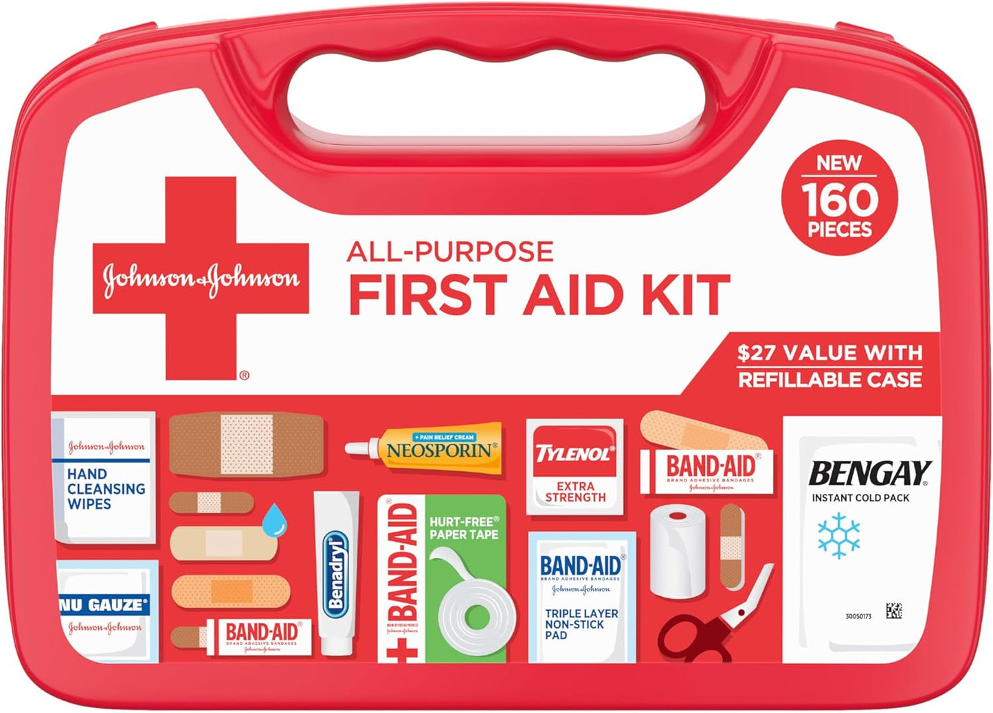 All-Purpose Portable Compact First Aid Kit for Minor Cuts, Scrapes, Sprains & Burns, Home, Car, Travel, Camping & Outdoor Emergency Kit, FSA/HSA Eligible, 160 Pieces