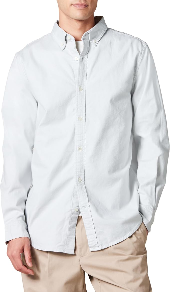 Amazon Essentials Men's Oxford Shirt, Slim-Fit Stretch, Long-Sleeve, Button Up Size L