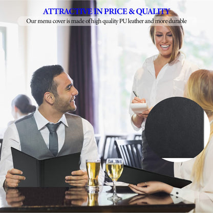 4.25 x 11 inches Menu Holder Menu Covers 2 View PU Leather Book Style Double Fold Panel for Restaurant Coffee Bars（4.25” x 11” /Book Style /1 pcs）