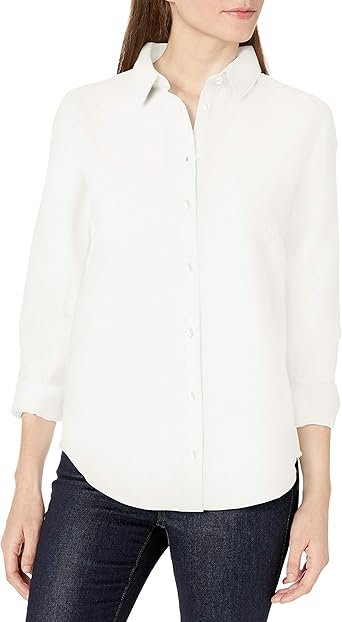 Amazon Essentials Women's Classic-Fit Long-Sleeve Linen Shirt size M