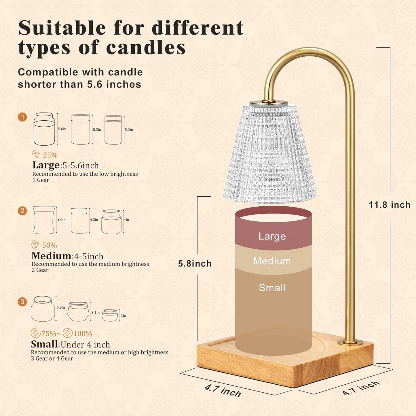 Hong-in Candle Warmer Lamp with Timer Dimmer,Birthday Gifts for Women Mom,House Warming Gifts New Home Room Decor,Wax Warmer for Scented Wax Jar Candles with Unique Dotted Lampshade