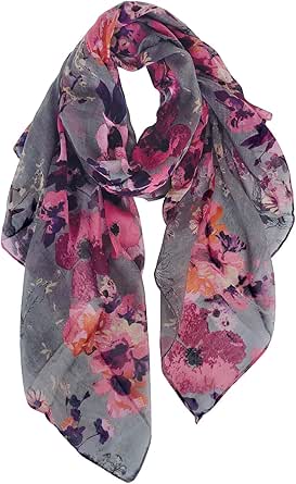GERINLY Lightweight Scarves Fashion Flowers Print Women Cotton Wrap Scarf Head Shawl Summer Gift  didn't find size on picture