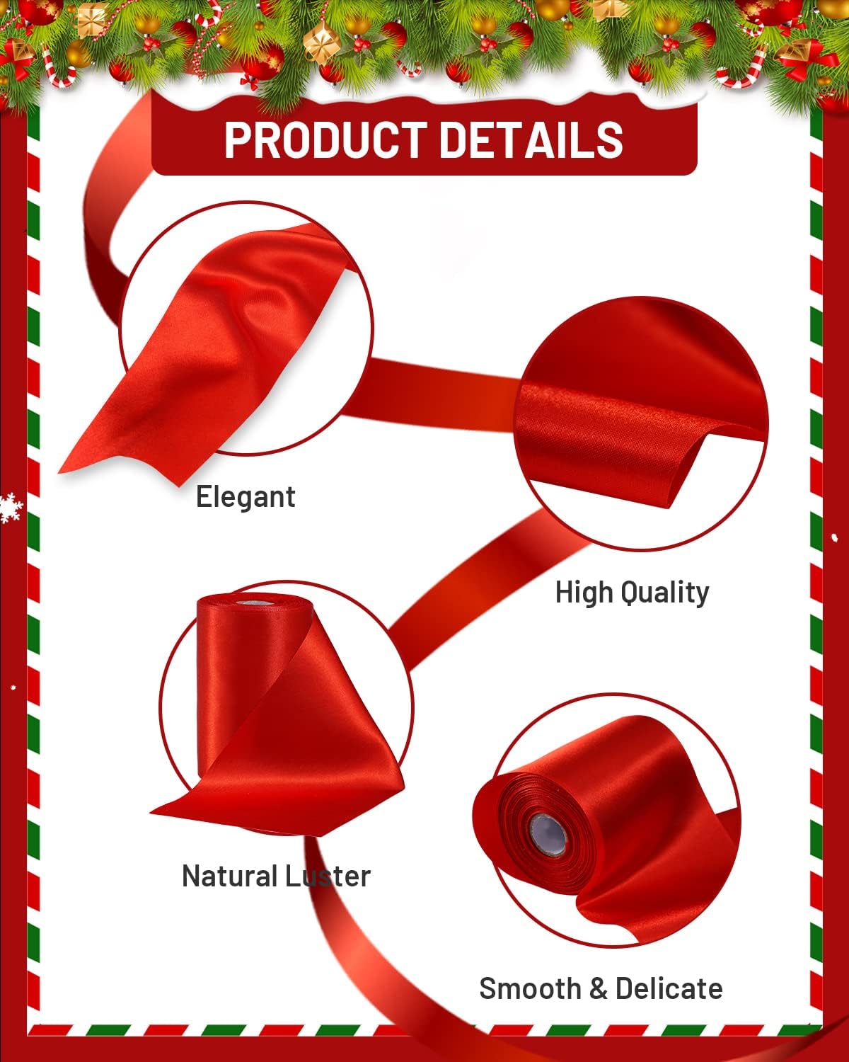 FAKILO Red Satin Ribbon 4 Inch x 22 yd Wide for Grand Opening Business Cuttings Ceremony Bow Christmas Festival Decor