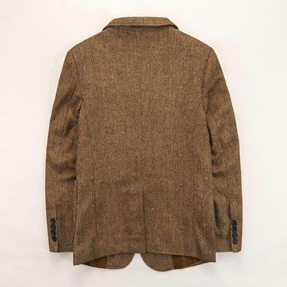 Mens Fall Herringbone Tweed Suit Jacket Business Formal Brown Blazer Gray Jacket for Men didn't find size on picture