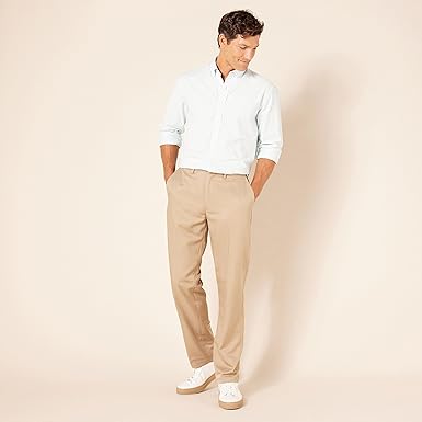 Amazon Essentials Men's Classic-Fit Expandable-Waist Flat-Front Dress Pant Size 35W*34L