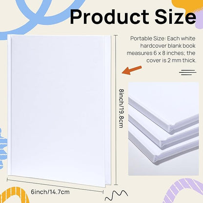 10 Pack Hardcover Blank Book,100GSM White Blank Books for Kids to Write Stories,40 Pages 6x8 Inch Blank Page Journal Make Your Own Book Ideal for Teens Reading Writing Drawing Guestbook