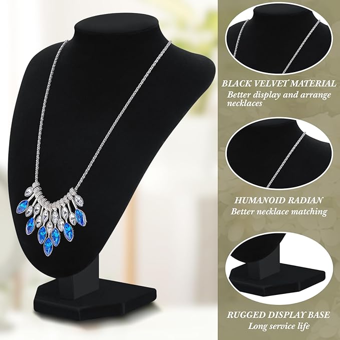 6 Pcs Jewelry Display Set Necklace Display Stand T Bar Bracelet Holder Jewelry Bust for Home Store Trade Show(Black)