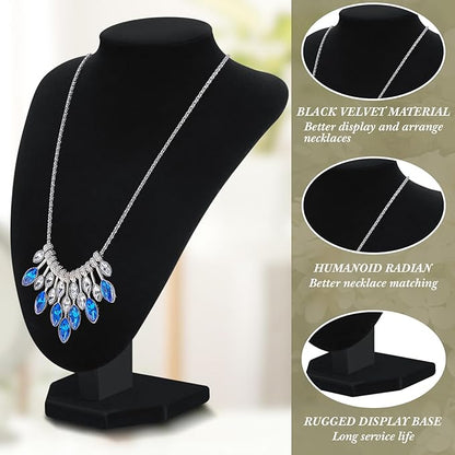 6 Pcs Jewelry Display Set Necklace Display Stand T Bar Bracelet Holder Jewelry Bust for Home Store Trade Show(Black)