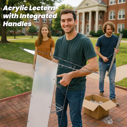 KSacry Acrylic Clear Podium Stand with Storage Shelf,Plexiglass Pulpits for Churches,Conference,Speeches,Weddings,Classroom,Professional Presentation Podiums (23.6" L X 17.7" W X 47" H, Transparent)