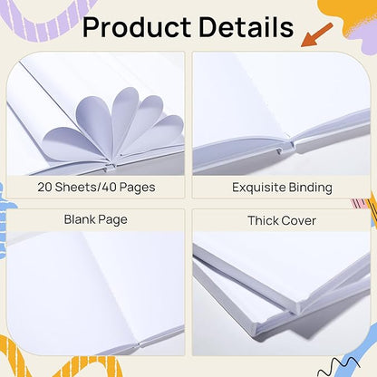 10 Pack Hardcover Blank Book,100GSM White Blank Books for Kids to Write Stories,40 Pages 6x8 Inch Blank Page Journal Make Your Own Book Ideal for Teens Reading Writing Drawing Guestbook