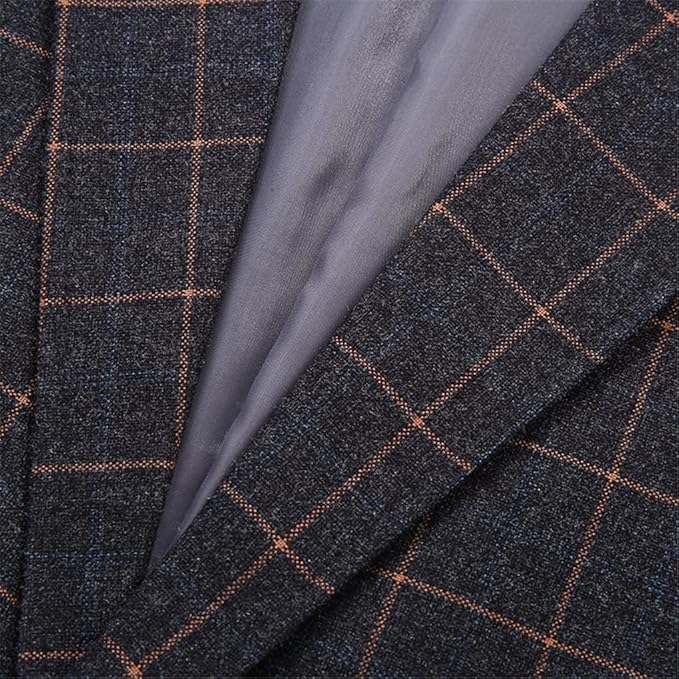 Men Suit Coat Plaid Slim Lapel Blazer Business Casual Wedding Party Dress Tops, size M