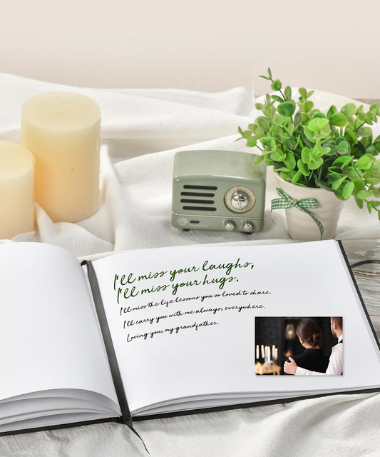 Funeral Guest Book for Loving Memory, Elegant Wedding Guest Book for Weddings Reception - Classic Baby Shower Guest Book, Perfect for Bridal Shower Birthday Guest Sign in Book, Black