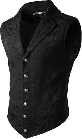 VATPAVE Mens Victorian Suit Vest Steampunk Gothic Waistcoat Size M