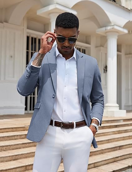 COOFANDY Mens Casual Blazer Slim Fit Sport Coats One Button Stylish Business Suit Jacket Size L