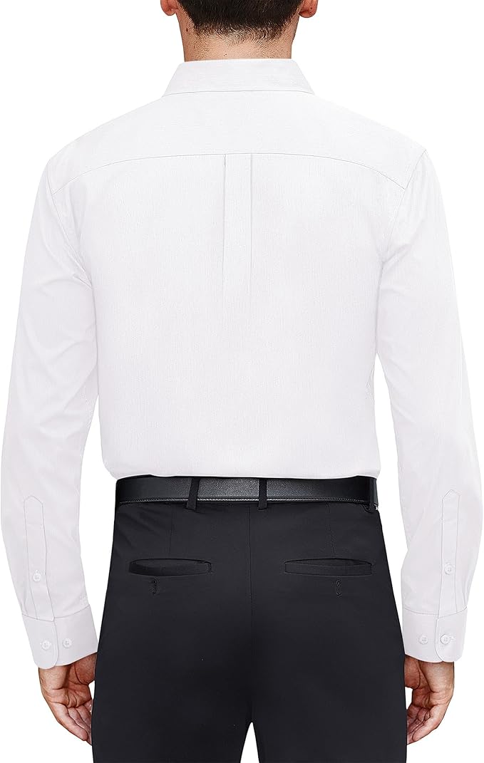 J.VER Men's Dress Shirts Stretch Stain Shield Long Sleeve Solid Formal Shirt Business Casual Button Down Shirts Size M