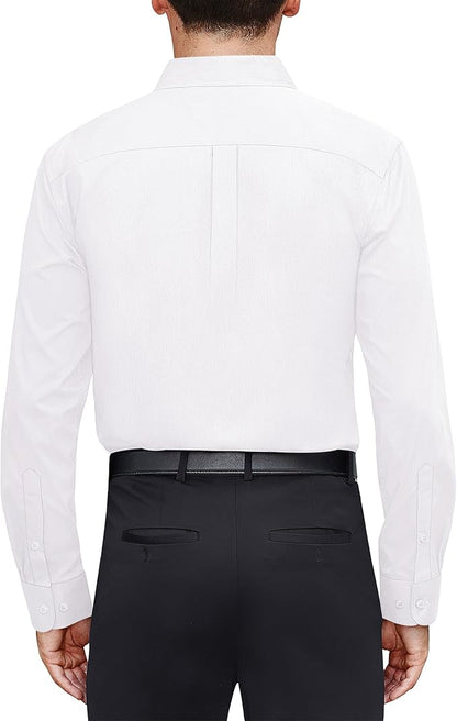 J.VER Men's Dress Shirts Stretch Stain Shield Long Sleeve Solid Formal Shirt Business Casual Button Down Shirts Size M