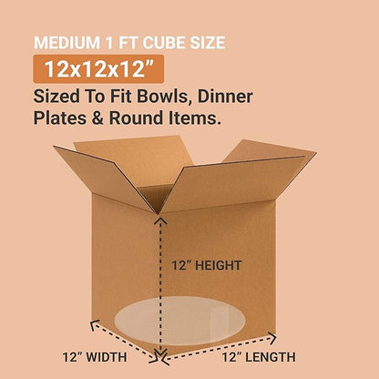 Aviditi Shipping Boxes Small 12"L x 12"W x 12"H, 25-Pack | Corrugated Cardboard Box for Packing, Moving and Storage