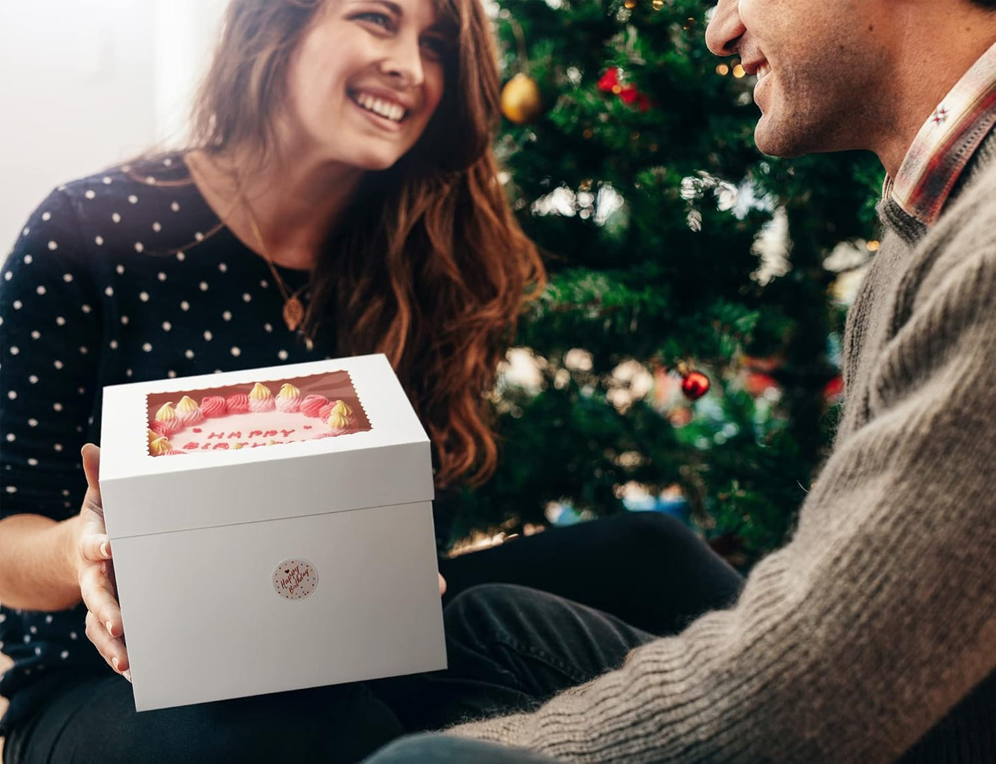 Kootek 15pcs Cake Boxes, 10x10x8 Inches Tall Cake Box with Window, White Bakery Boxes, Large Baking Boxes, Square Cardboard Cake Box for Multi-Layer Cakes, Cake Decorating Supplies for Gift Giving