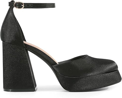 DREAM PAIRS Women's Chunky Platform High Heels Closed Toe Block Ankle Strap Dress Wedding Party Pumps Shoes  size 9