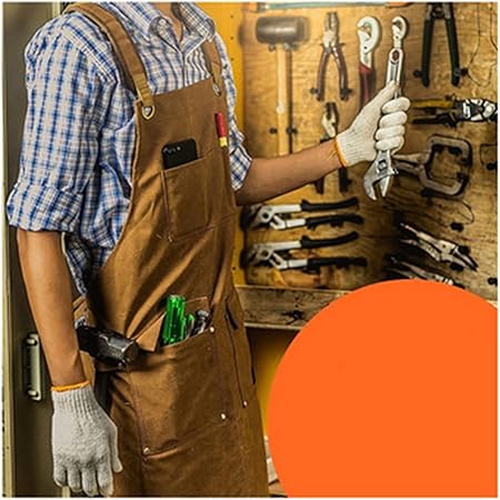 Heavy Duty Waxed Canvas Work Apron,Multifunction Tool Aprons with Tool Pockets  Size No