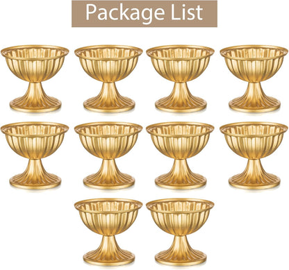 Sziqiqi Gold Flower Arrangement Pots for Centerpiece Table Decorations Metal Vase Urn Planter Decor for Home Wedding Party Christmas (3.7IN-10PCS, Gold)