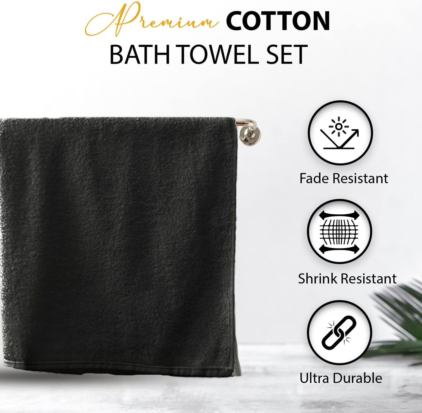 100% Cotton Bath Towels, 24x48 Pack of 6 Towels, Quick Dry, Highly Absorbent, Soft Feel Towel, Gym, Spa, Bathroom, Shower, Pool, Luxury Soft Towels (Grey, 24x48-6 Pack)