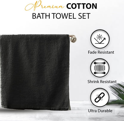 100% Cotton Bath Towels, 24x48 Pack of 6 Towels, Quick Dry, Highly Absorbent, Soft Feel Towel, Gym, Spa, Bathroom, Shower, Pool, Luxury Soft Towels (Grey, 24x48-6 Pack)
