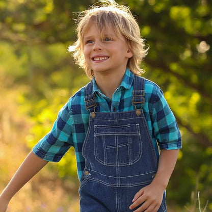 HISEA Boys' Denim Bib Overalls Size 4-16, Boys Youth Relaxed Fit Overall with Adjustable Straps and Convenient Tool Pockets Size 10