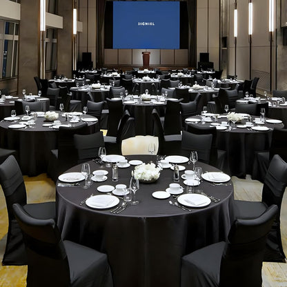 8 Pack Black Round Tablecloths 90 Inch Black Table Cloth Stain and Wrinkle Resistant Reusable and Washable Polyester Fabric for Buffet Wedding Party and Banquet