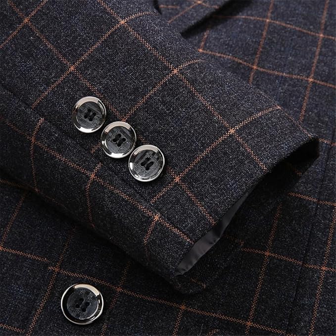 Men Suit Coat Plaid Slim Lapel Blazer Business Casual Wedding Party Dress Tops, size M