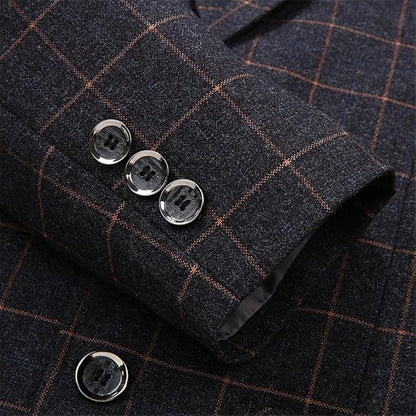 Men Suit Coat Plaid Slim Lapel Blazer Business Casual Wedding Party Dress Tops, size M