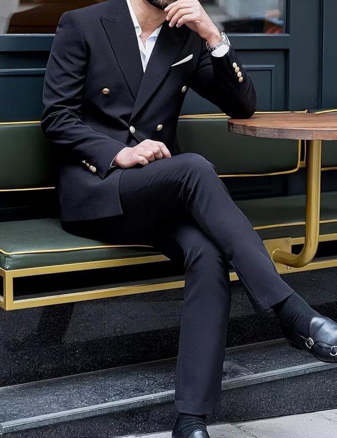 Wangyue Mens Double Breasted Suit Size XL