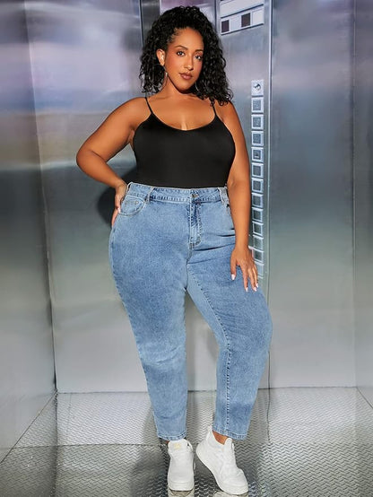 Women's Plus Size Jeans Plus High Waist Skinny Jeans Color : Light Wash Size S