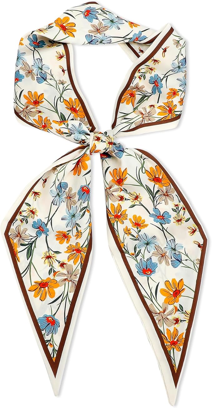 Long Skinny Mulberry Silk Scarf for Women Neck,Purse,Handbags,Bags,Tie Bandana,Hair Head Ribbon Silk Headband Scarf