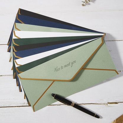 50 Pack #10 Business Envelopes with Gold Border, Self Seal Standard Envelopes with Gold Stickers for Office, Checks, Letter Mailing, Invoices, 4 1/8 x 9 1/2 Inches (Navy Blue)