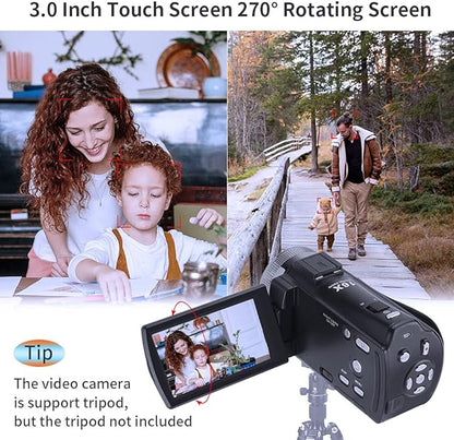 ORDRO Camcorders HDV-V12 HD 1080P Video Camera Recorder Infrared Night Vision Camera Camcorders with 16G Memory Card and 2 Batteries